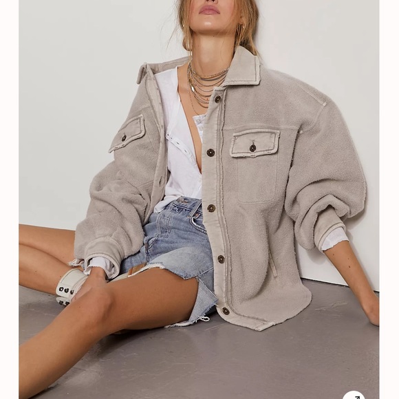 Free People Jackets & Blazers - Free People Ruby Shacket Stone